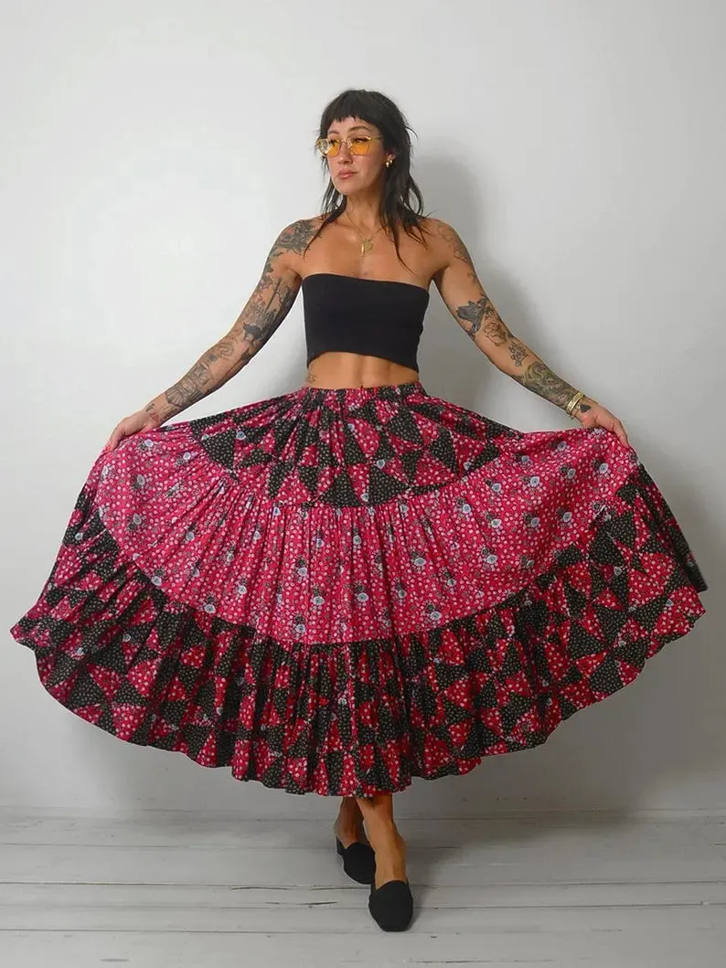 1970's Calico Patchwork Skirt