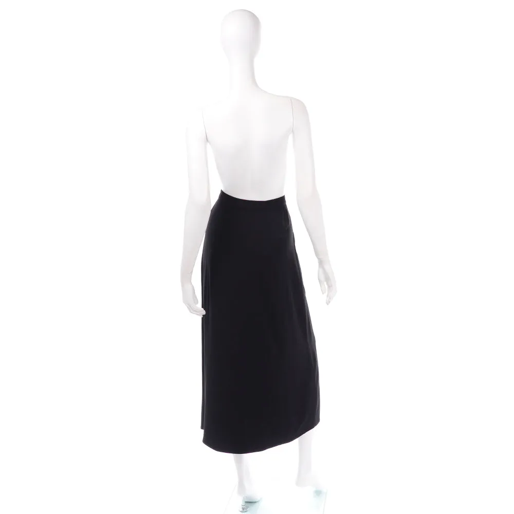 1980s Sonia Rykiel Black Midi Skirt w/ Gold Buttons