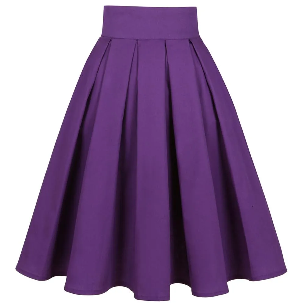 2021 Solid Colir Purple Women Pleated Skirts High Waist Plus Size Casual Streetwear All-match Korean Novelty Daily Womens Skater