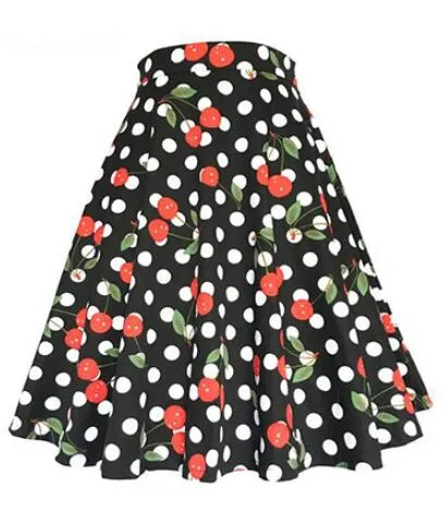 2023 Casual High Waist Cotton Daily Skirt For Summer Slim A-line Women Knee-length Office Big Swing Rockabilly Party 50s Skirts