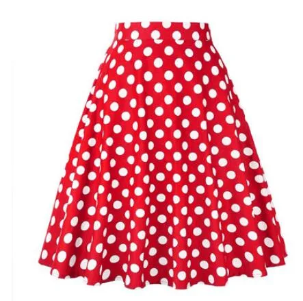 2023 Casual High Waist Cotton Daily Skirt For Summer Slim A-line Women Knee-length Office Big Swing Rockabilly Party 50s Skirts