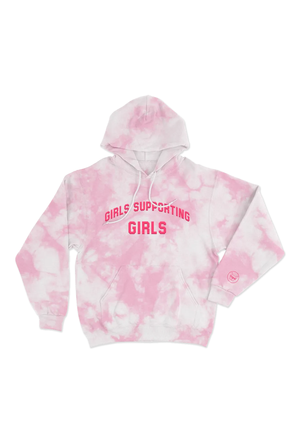 Adelaine Morin 'Girls Supporting Girl's Pastel Pink Tie Dye Hoodie