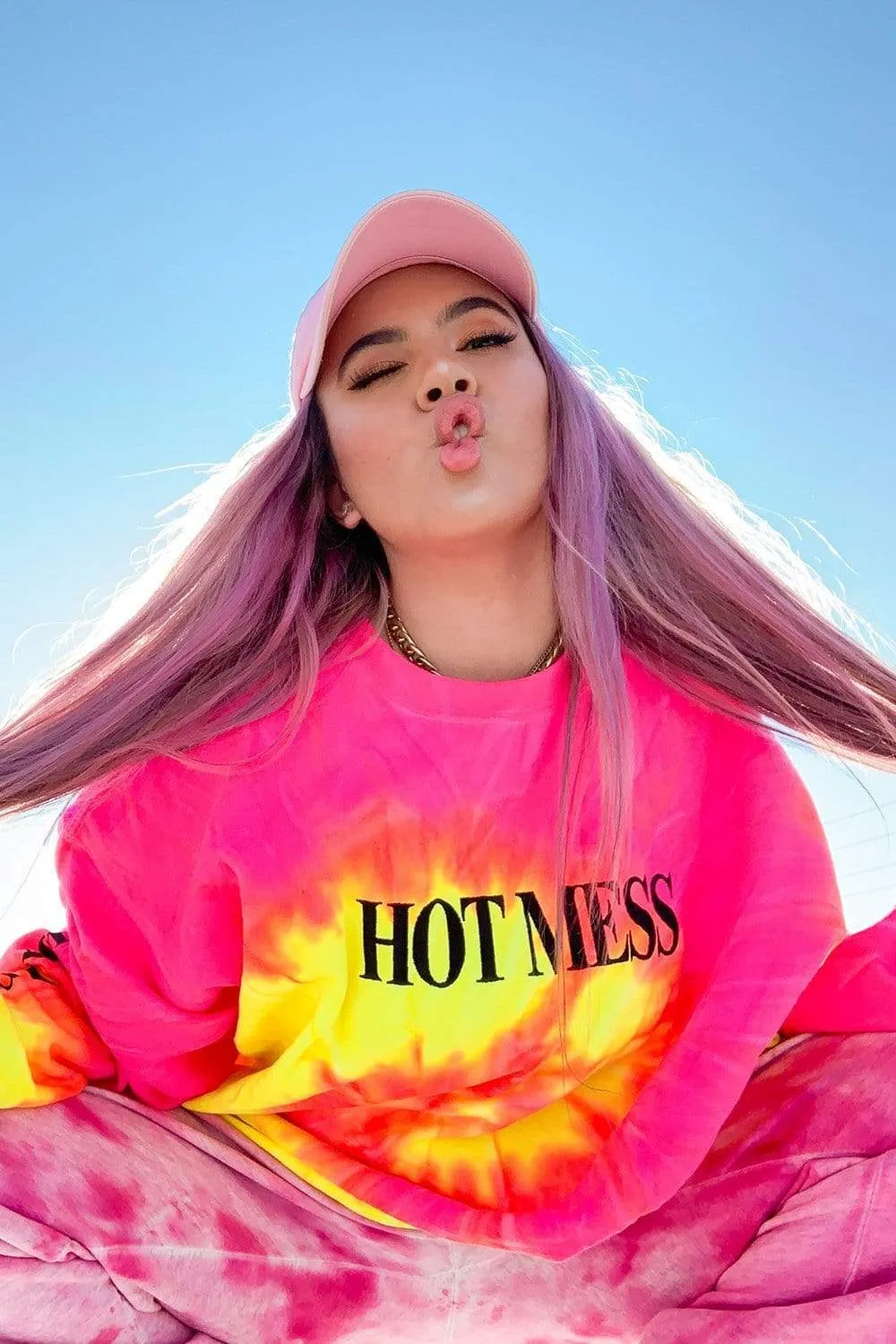 Adelaine Morin Hot Mess Pink Lemonade Tie Dye Crewneck