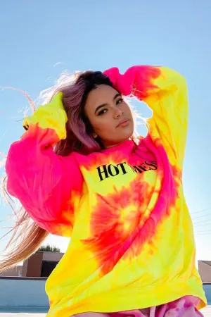 Adelaine Morin Hot Mess Pink Lemonade Tie Dye Crewneck