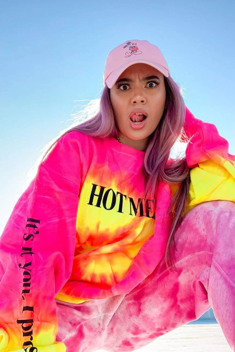 Adelaine Morin Hot Mess Pink Lemonade Tie Dye Crewneck