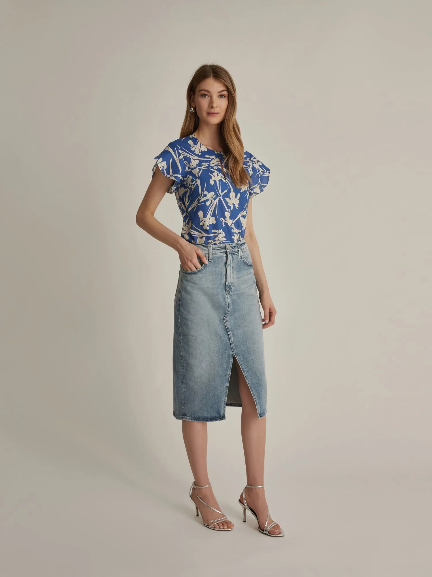 AG Jeans Alicia Denim Midi Skirt