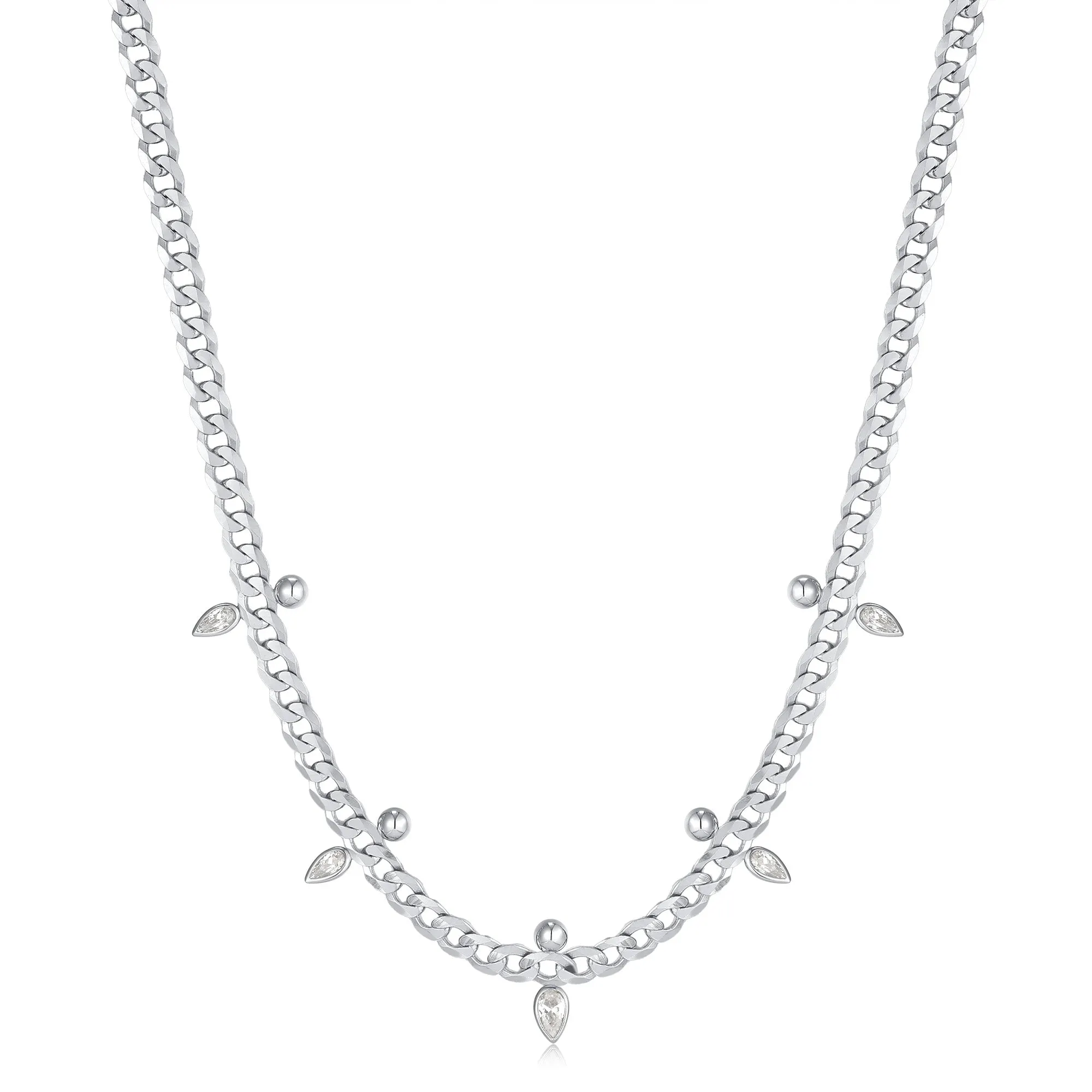 Ania Haie Silver Curb Chain Sparkle Point Necklace N053-07H