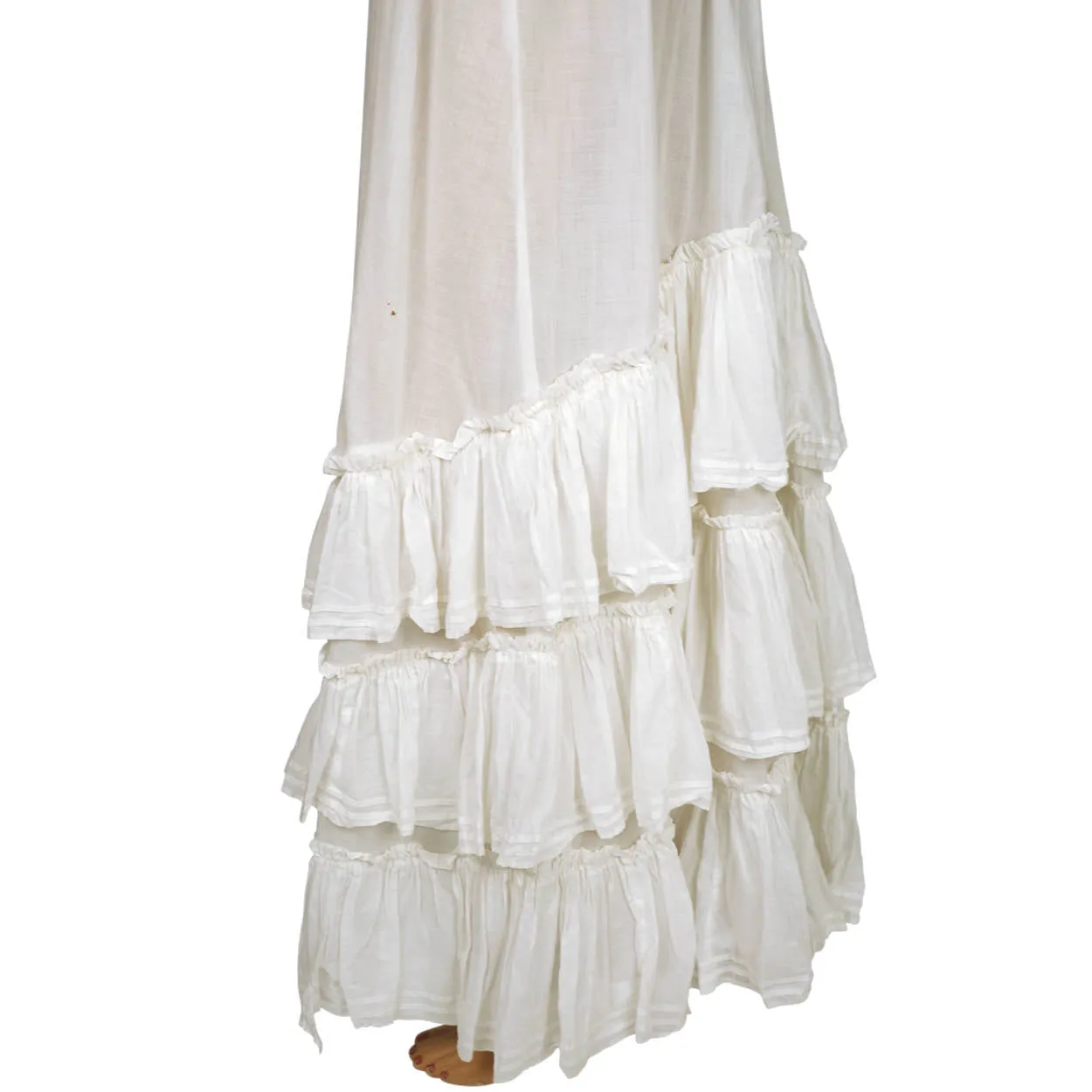 Antique Edwardian White Cotton Skirt 1910 Size S 23 Inch Waist