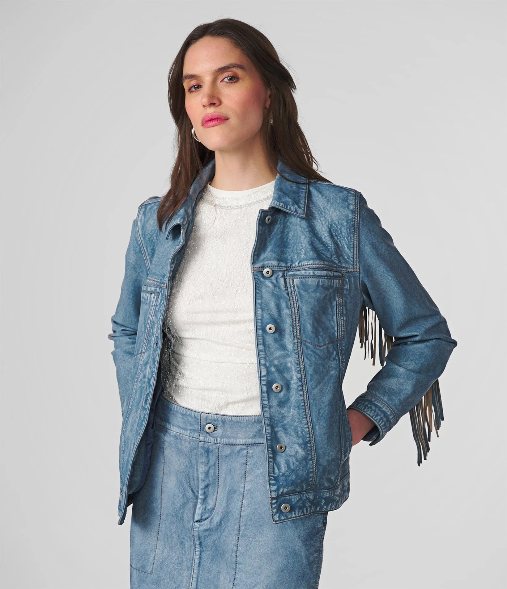 Ariel Trucker Jacket With Fringe