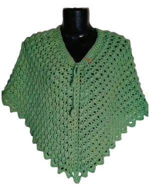 Awesome And Outstanding Handmade Crochet Cape Shawl For Girls - Tea