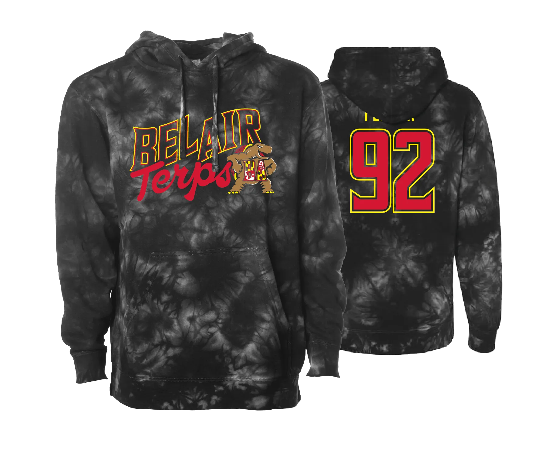 Bel Air Terps- Black Tie Dye Hoodie