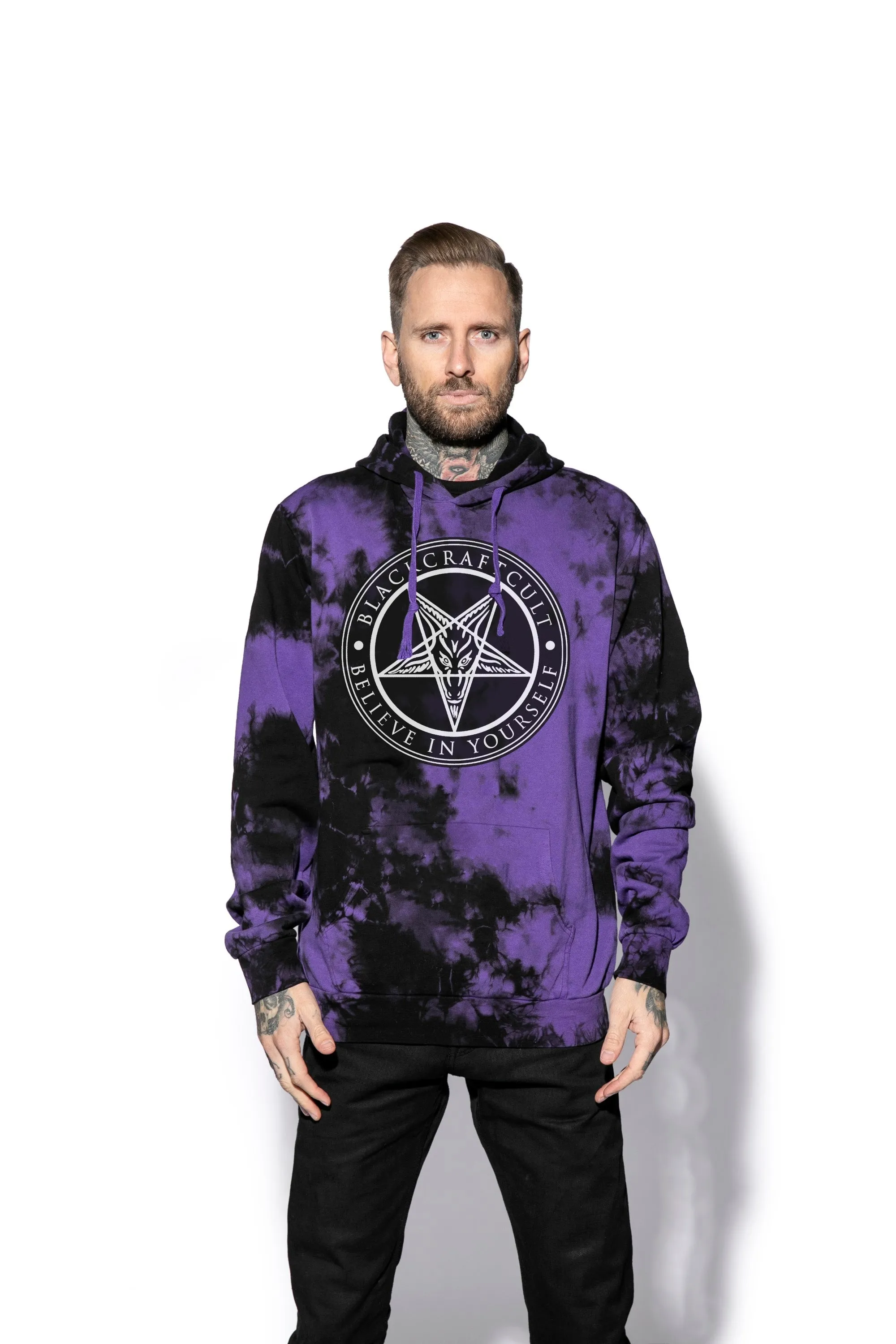 Believe In Yourself - Purple Lightning Dye Hooded Pullover