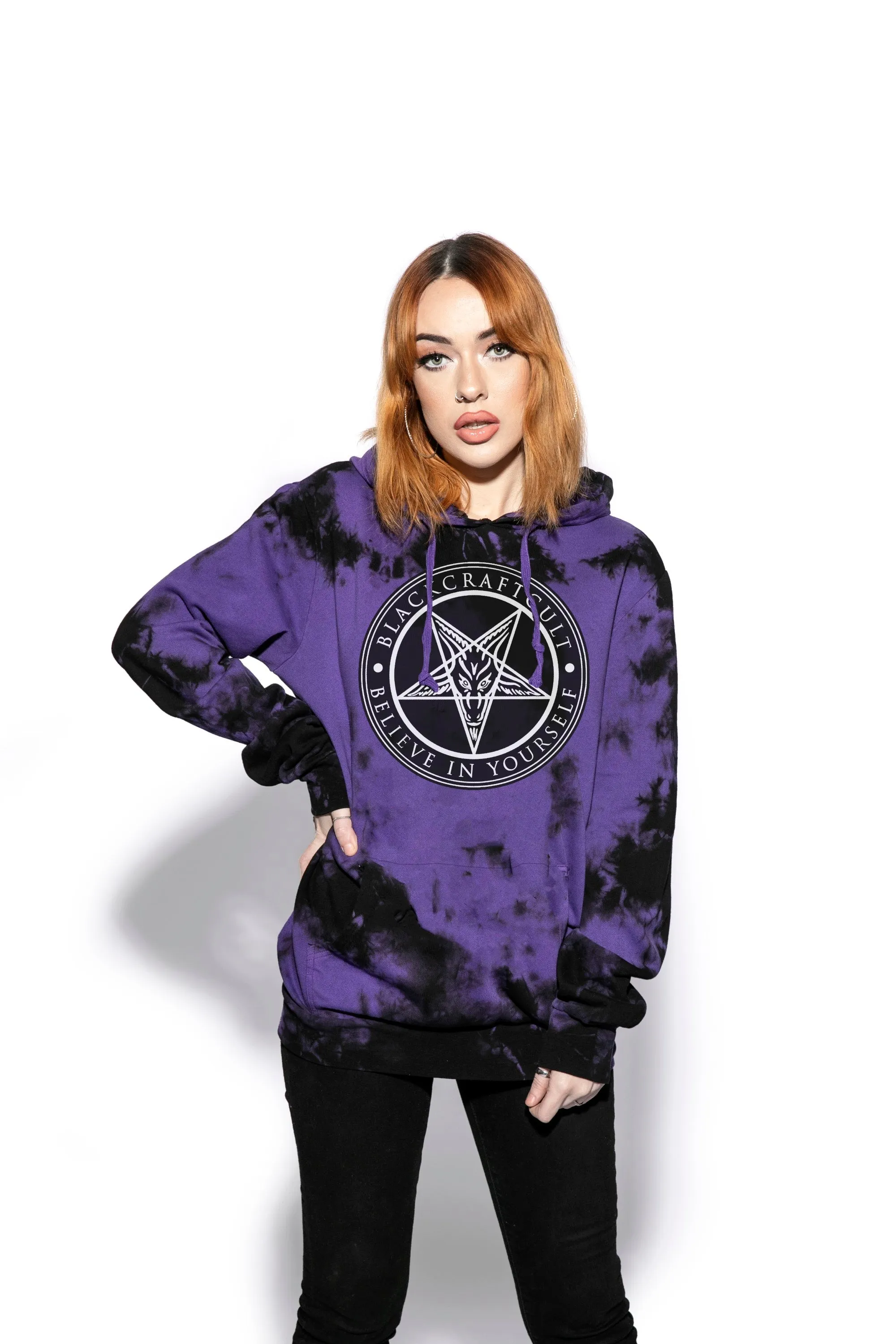 Believe In Yourself - Purple Lightning Dye Hooded Pullover