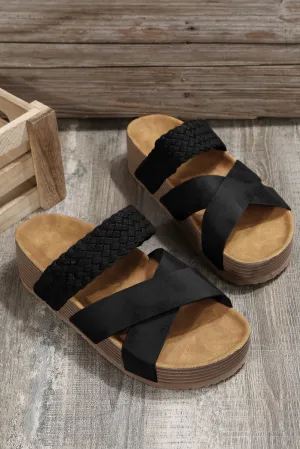 Black boho sandal, Braided detail shoe