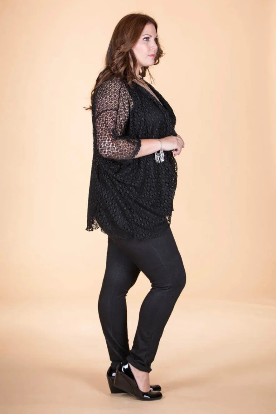 Black Crochet Poncho