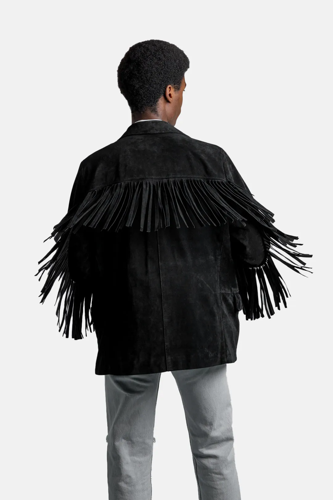 Black Suede Fringed Jacket