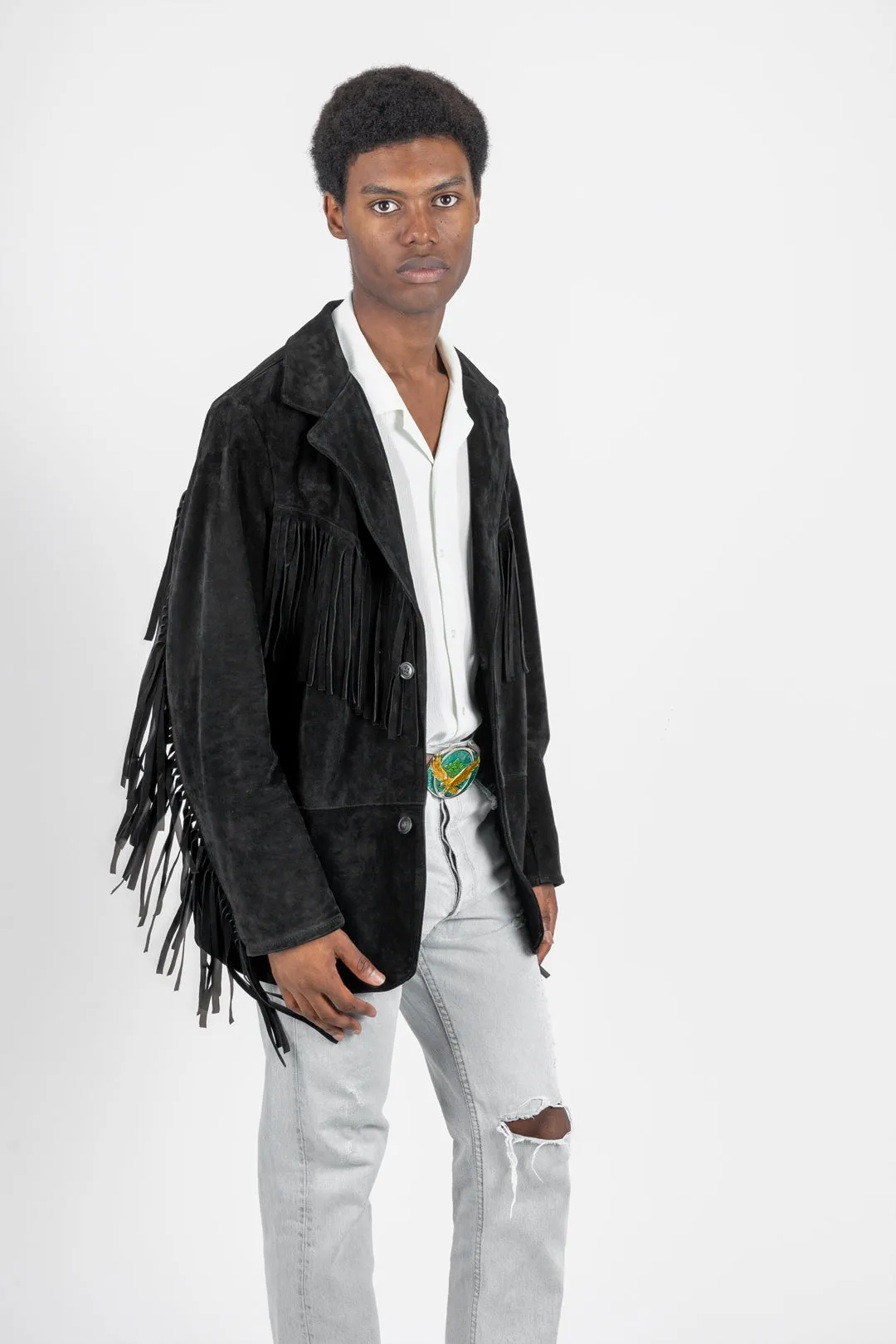 Black Suede Fringed Jacket