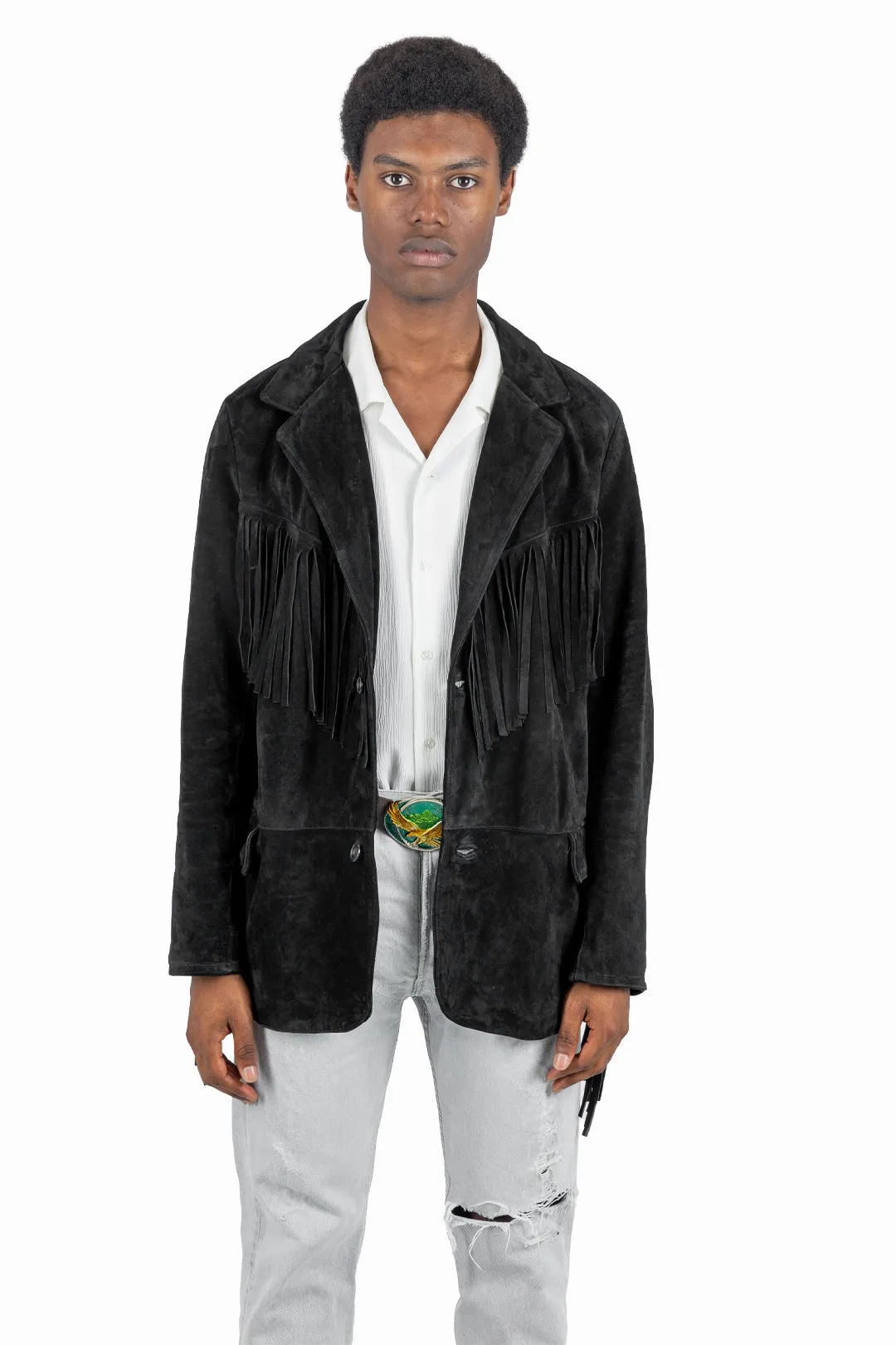 Black Suede Fringed Jacket