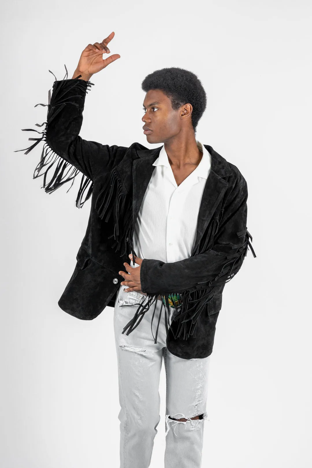 Black Suede Fringed Jacket