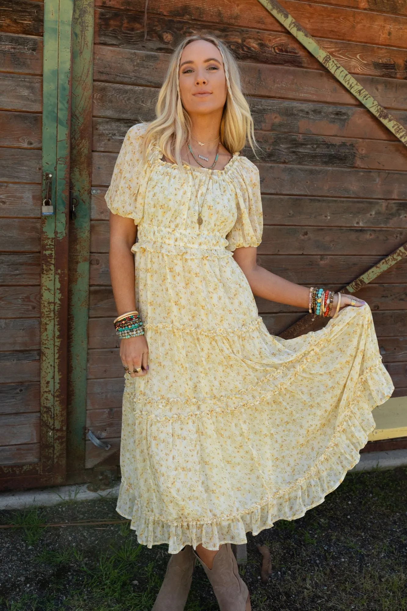 Blossom Girl Tiered Maxi Dress - Yellow