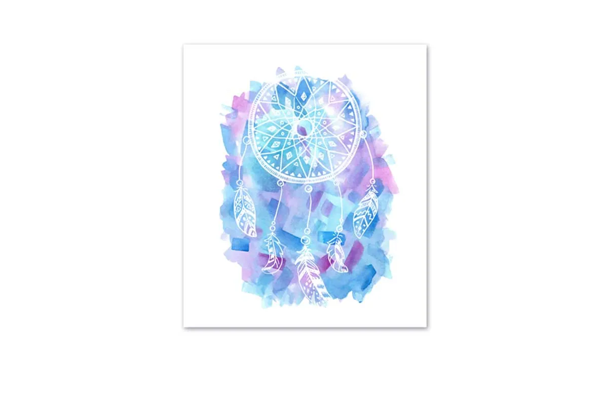 Blue and Purple Watercolour Dream Catcher | Canvas Wall Art Print