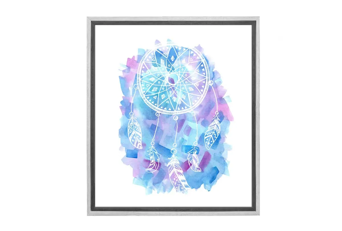 Blue and Purple Watercolour Dream Catcher | Canvas Wall Art Print