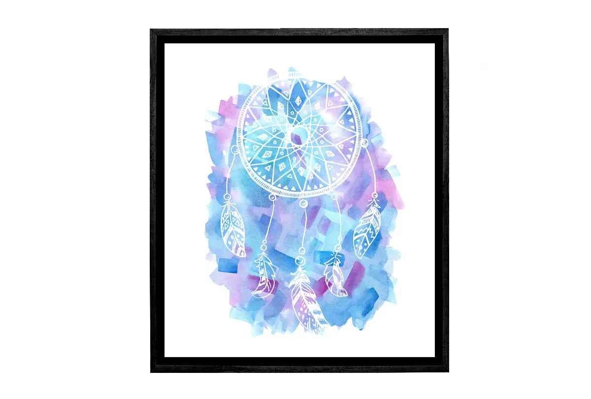 Blue and Purple Watercolour Dream Catcher | Canvas Wall Art Print