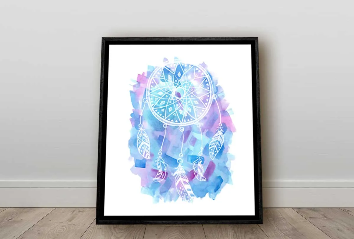 Blue and Purple Watercolour Dream Catcher | Canvas Wall Art Print