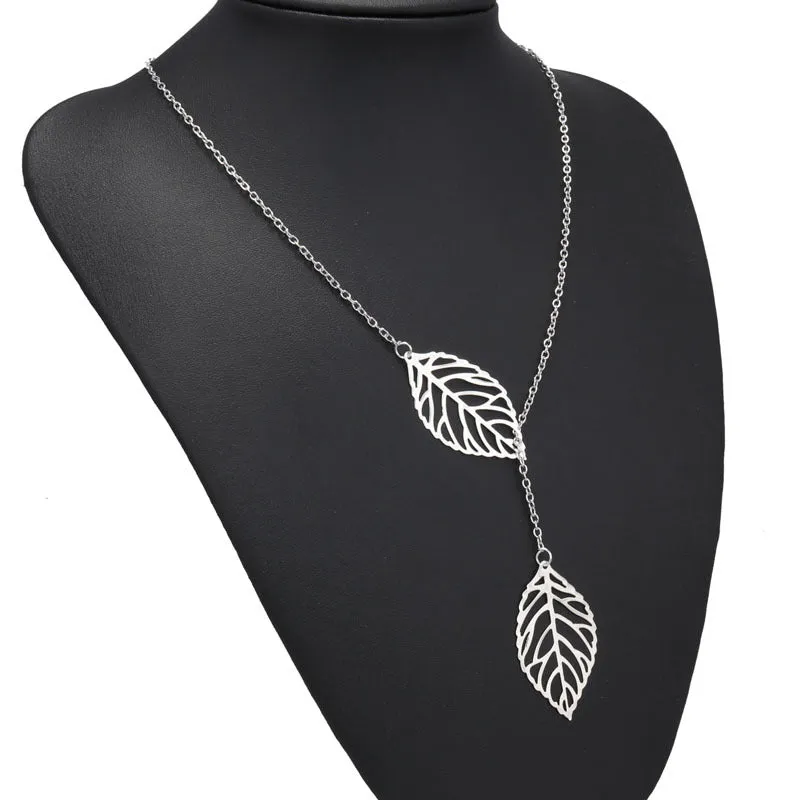 Boho Double Leaf Necklace