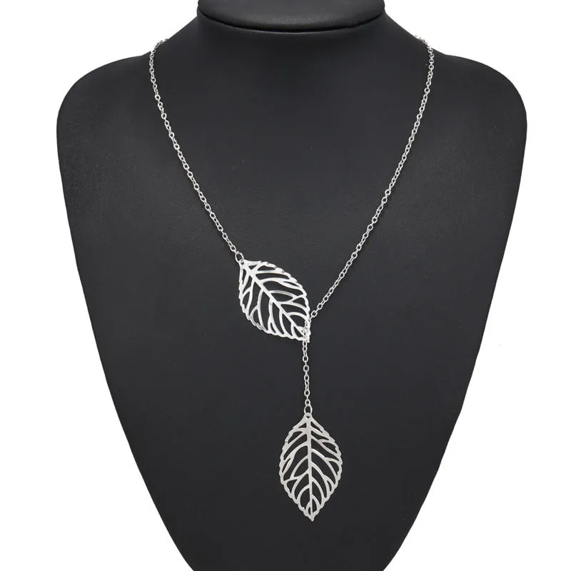 Boho Double Leaf Necklace