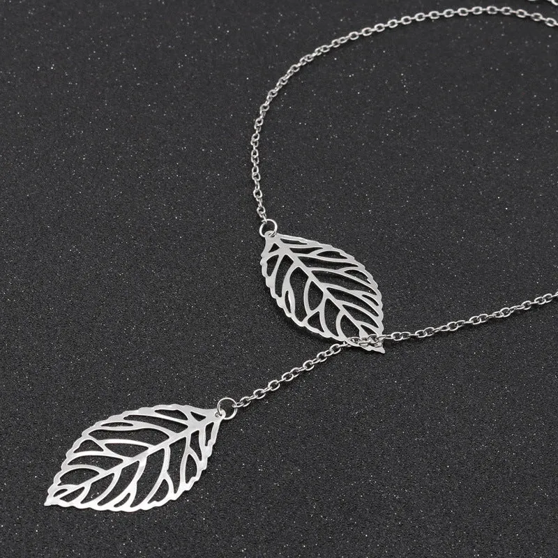 Boho Double Leaf Necklace