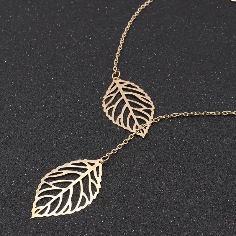 Boho Double Leaf Necklace