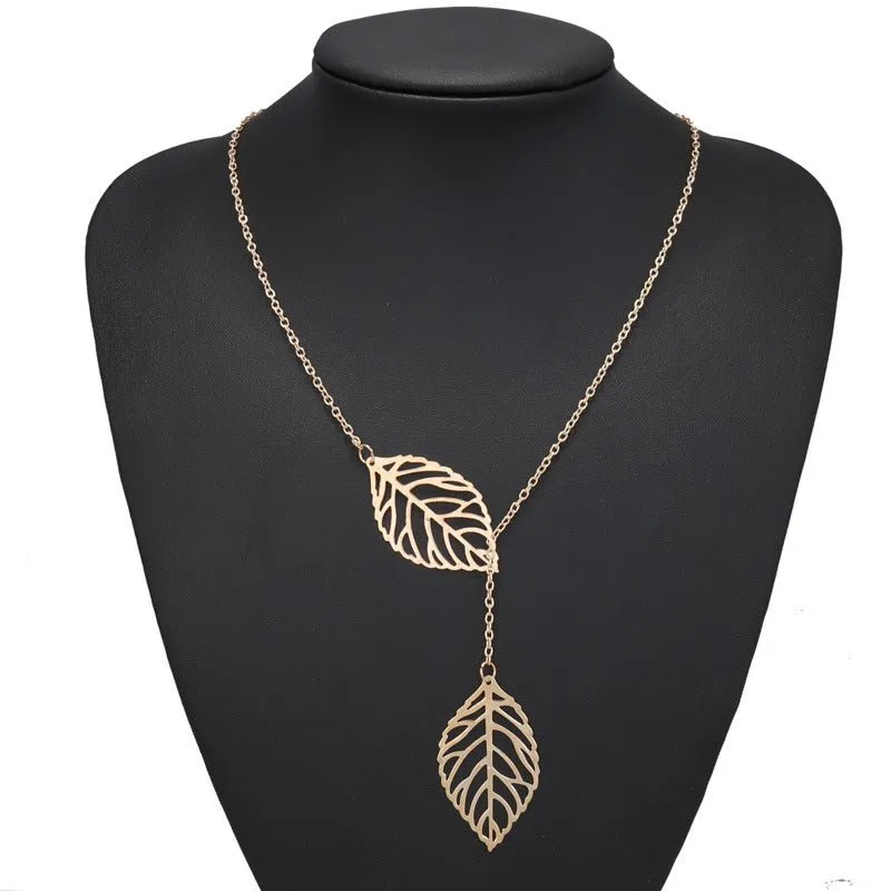 Boho Double Leaf Necklace