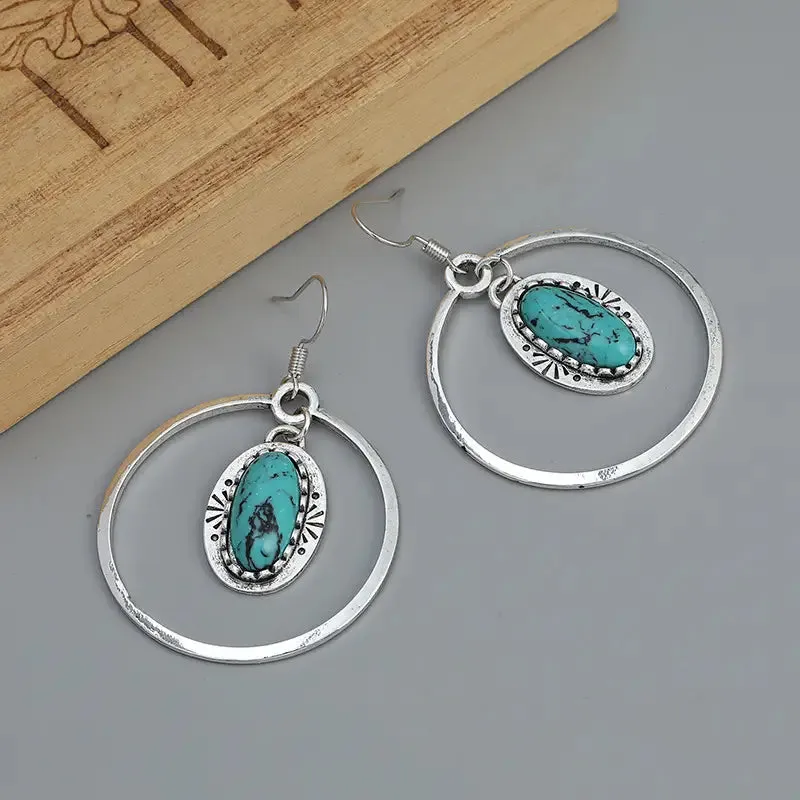 Boho Turquoise Earrings only at Bling & Bloom's Boutique | Suspended Turquoise Western Earrings | Women's Country Jewelry