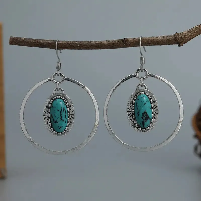 Boho Turquoise Earrings only at Bling & Bloom's Boutique | Suspended Turquoise Western Earrings | Women's Country Jewelry