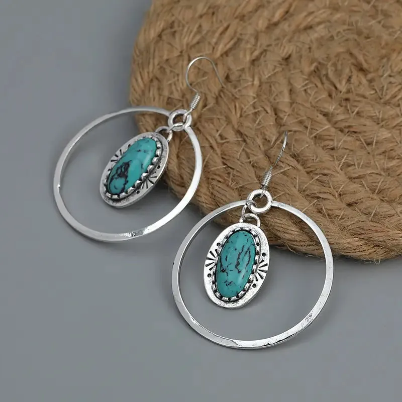 Boho Turquoise Earrings only at Bling & Bloom's Boutique | Suspended Turquoise Western Earrings | Women's Country Jewelry