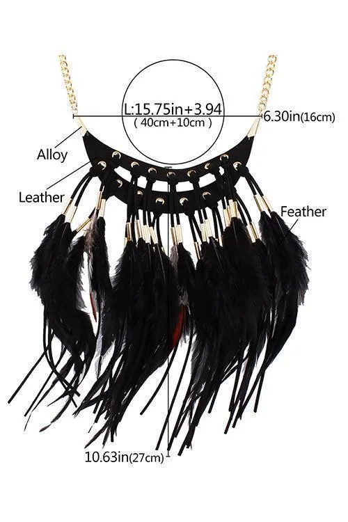 Bohomia Feather Tassels Necklace