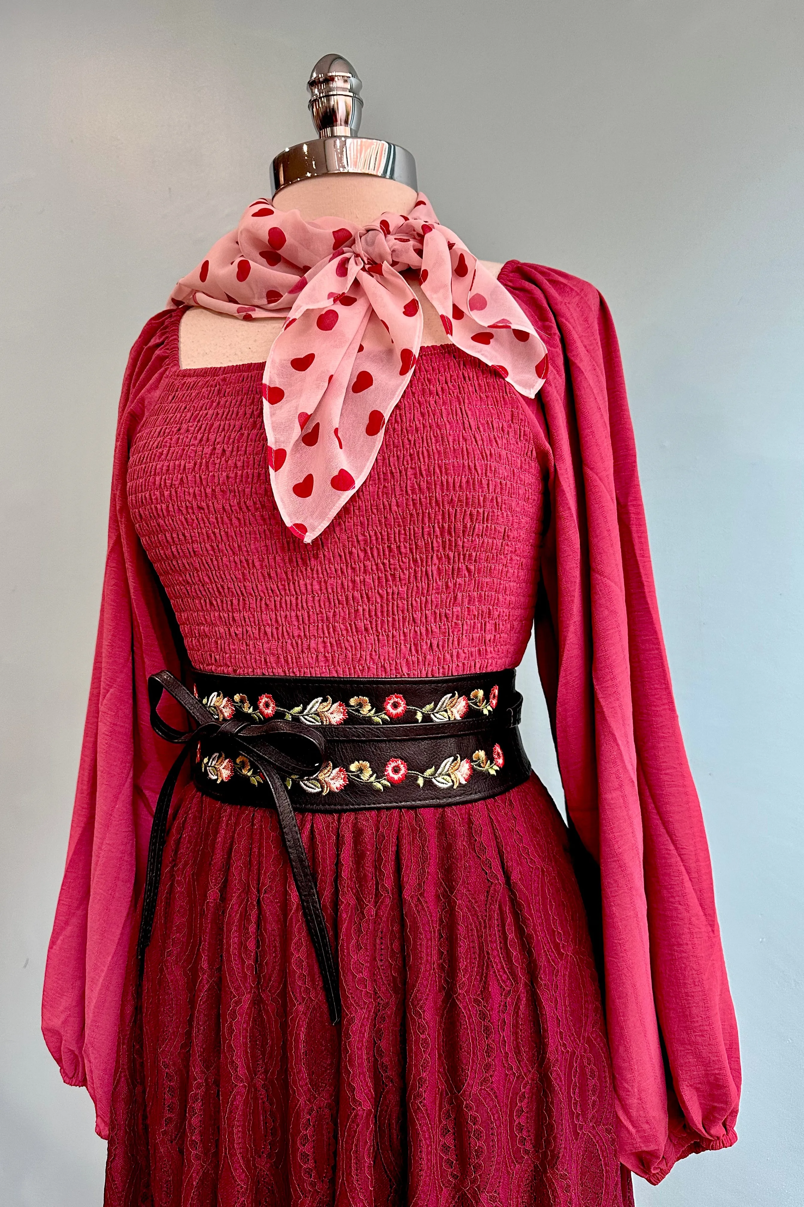 Burgundy Lace Rhea Skirt by Hell Bunny