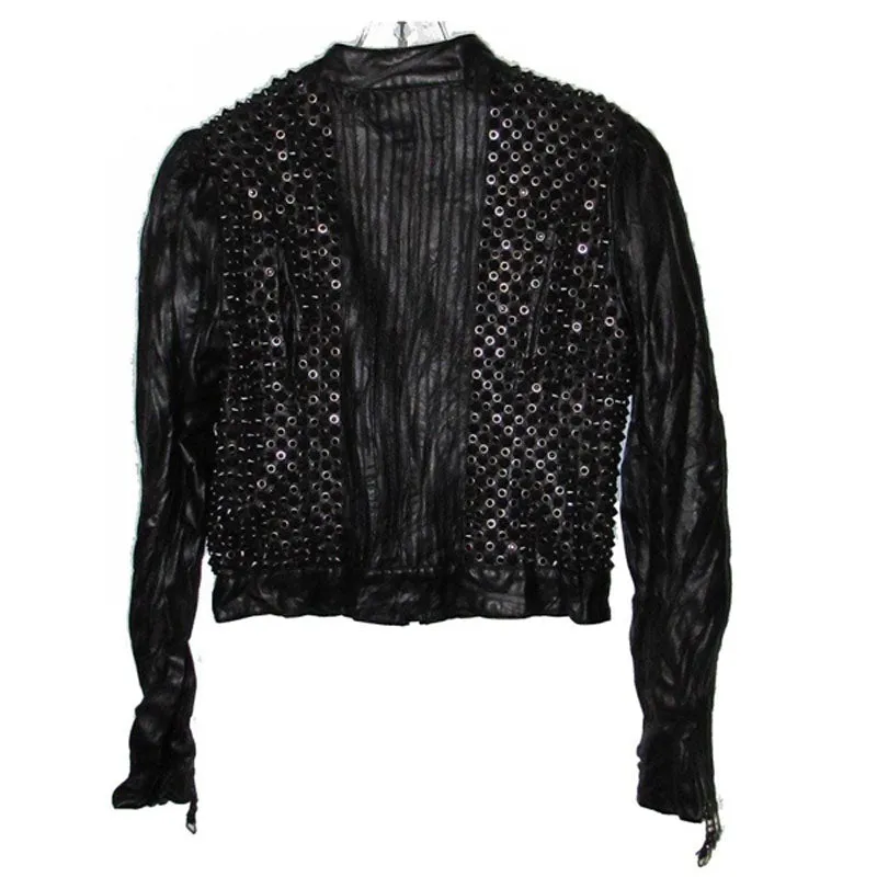 Buy Genuine High Quality Real Spikes Mens Fashion Leather Jacket For Sale