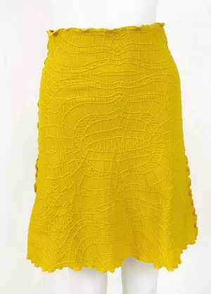 Ceylon Yellow Mateya Matelasse Jacquard Knit Bias Skirt