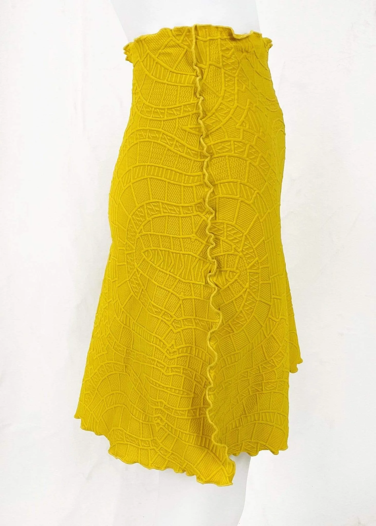 Ceylon Yellow Mateya Matelasse Jacquard Knit Bias Skirt