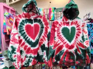 Christmas Color Tie-Dye Heart Hoodie