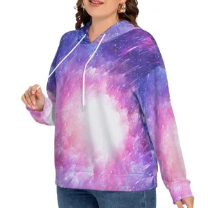 Chromatic Tie Dye Women's Long Sleeve Sweatshirt With Hood(Plus Size)