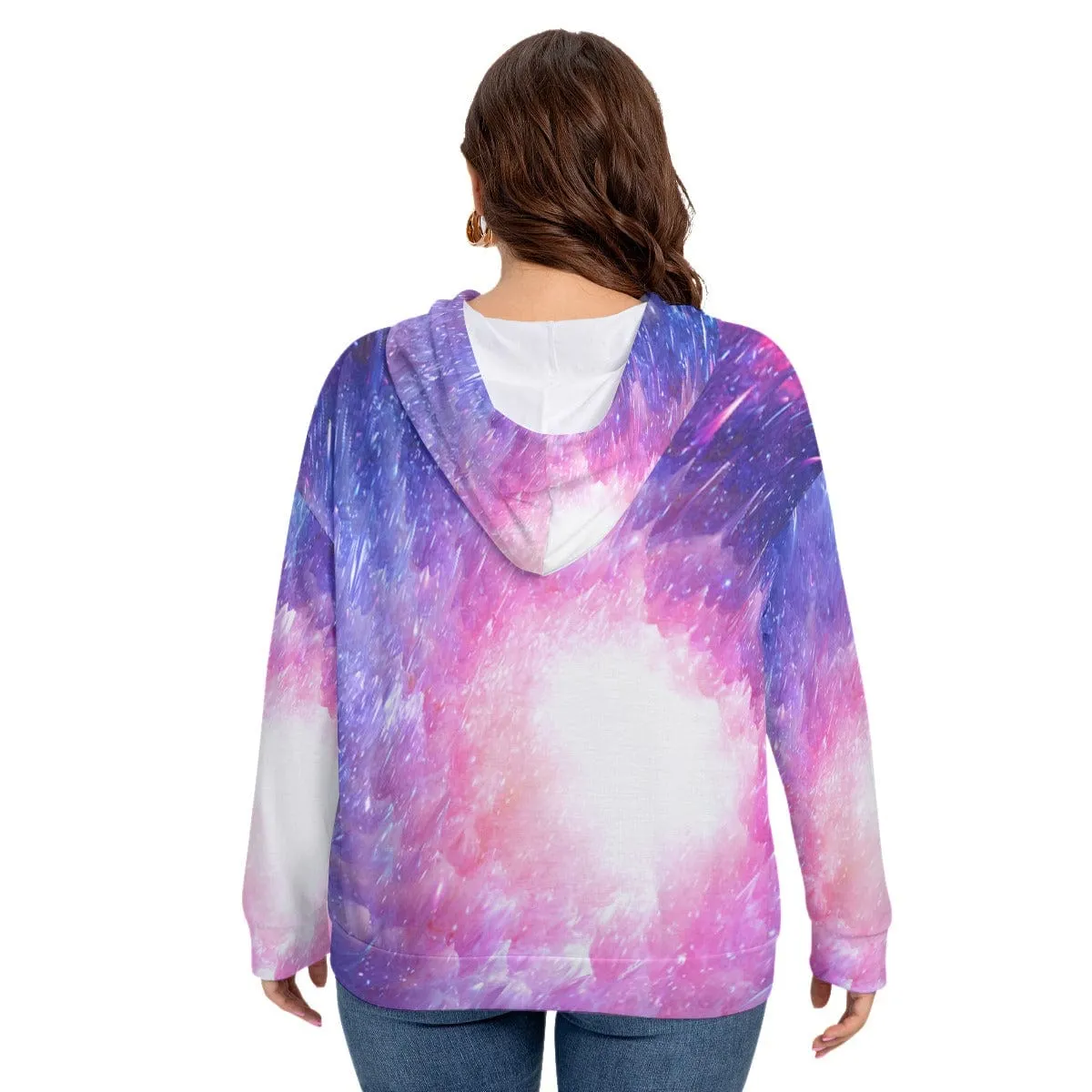 Chromatic Tie Dye Women's Long Sleeve Sweatshirt With Hood(Plus Size)