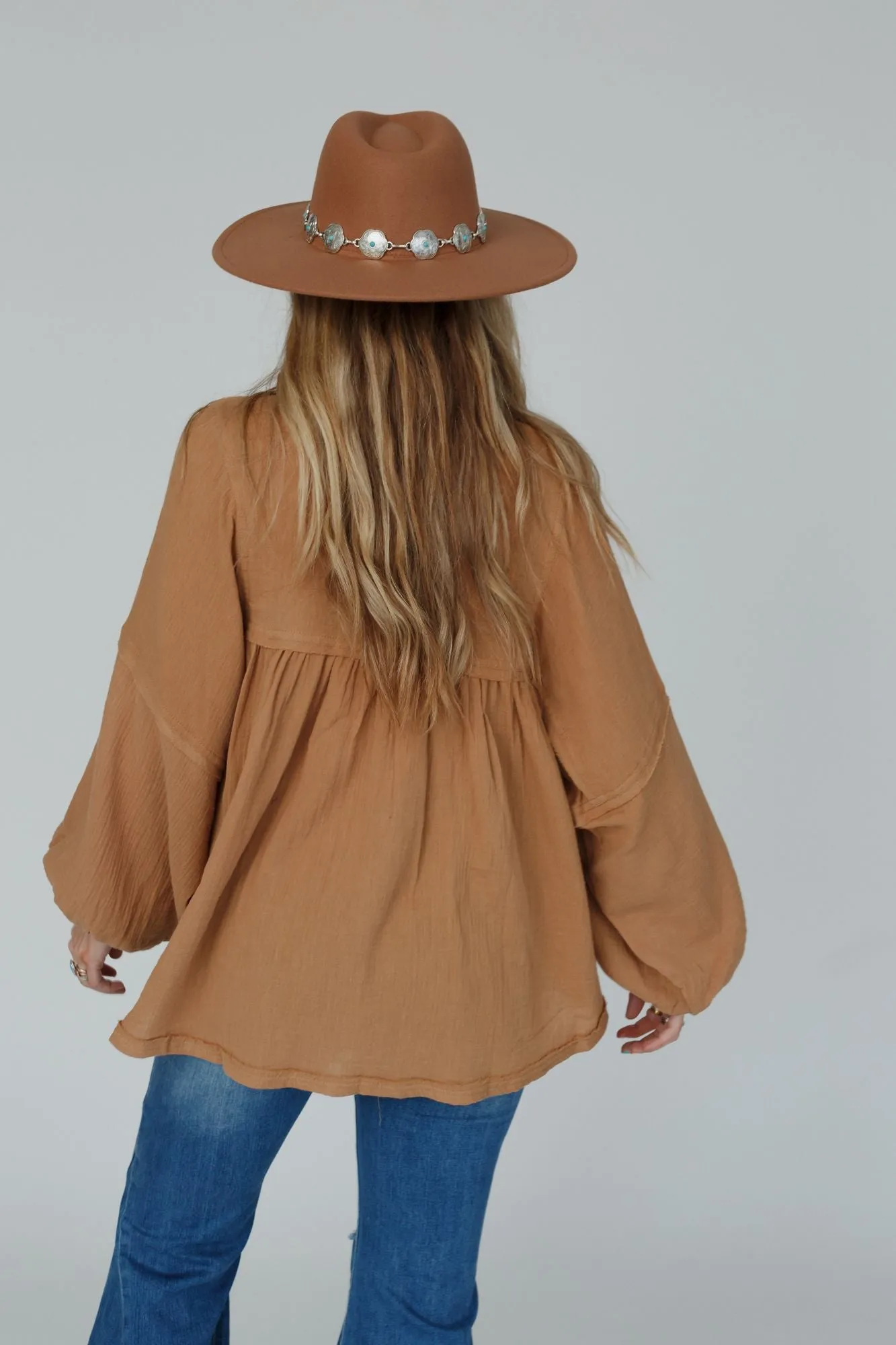 Cotton Clouds Babydoll Top - Camel