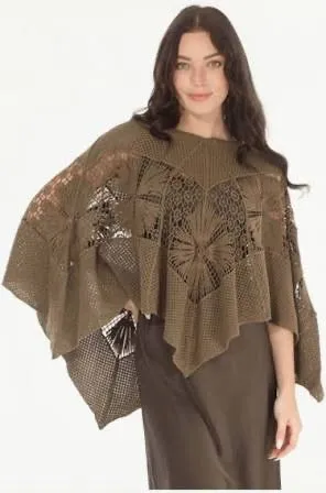 Crochet  Poncho - Rust