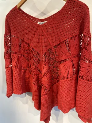 Crochet  Poncho - Rust