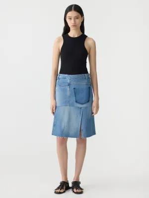 deconstructed denim skirt