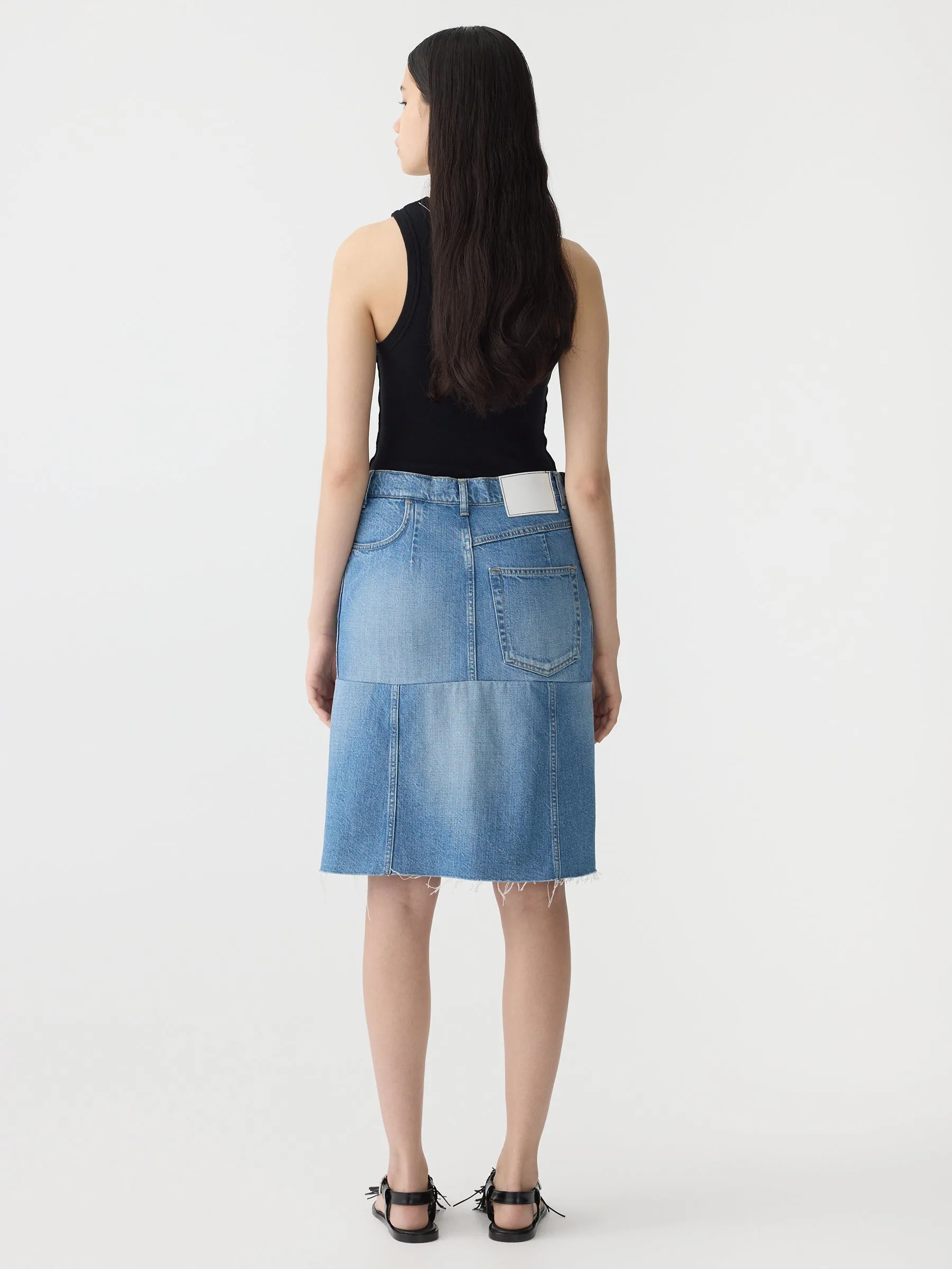 deconstructed denim skirt