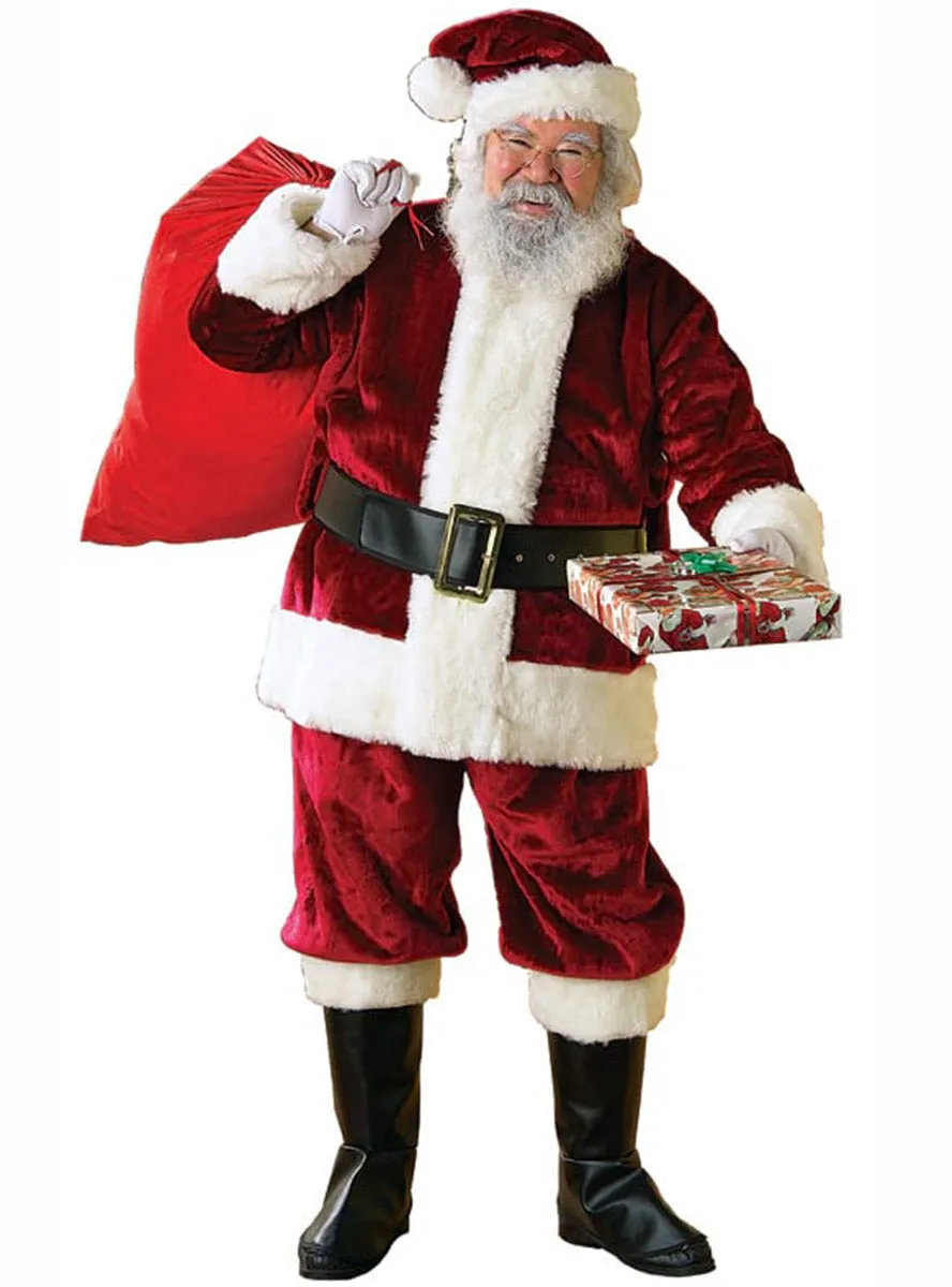 Deluxe Crimson Red Regency Plus Size Mens Santa Suit Costume